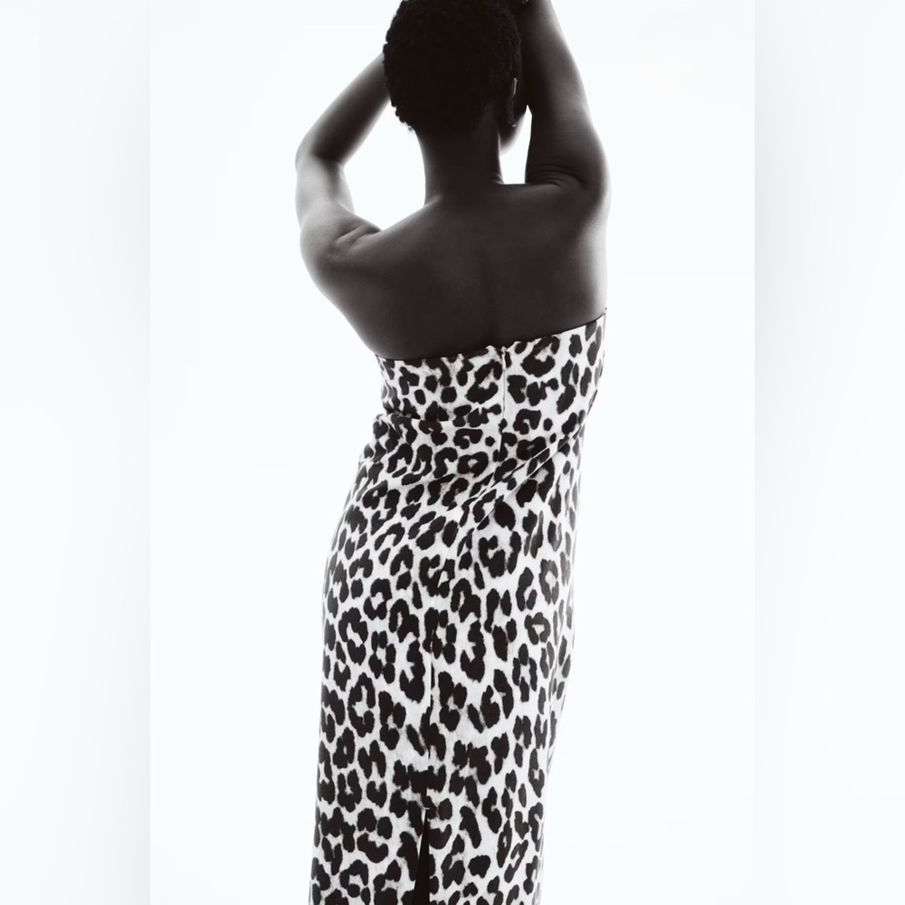 Strapless Leopard Print Midi Dress - Picture 3 of 16